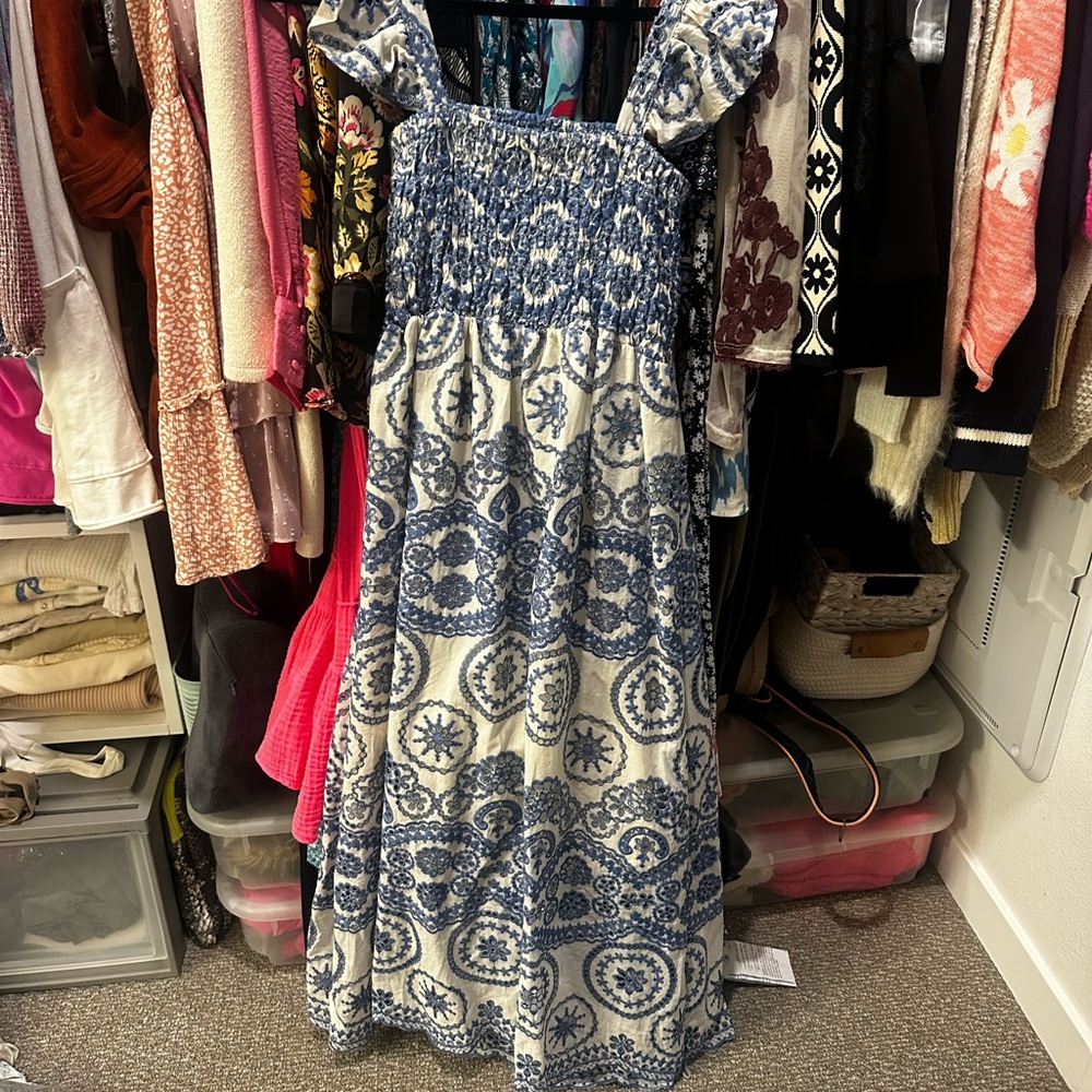 Blue and White Women's Dress